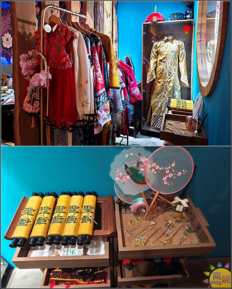 墨妃家古裝體驗,顧客穿著宮廷服飾在店內拍照