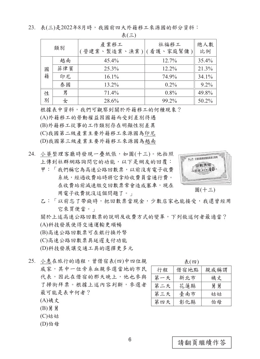 113國中教育會考社會科完整試題及解答