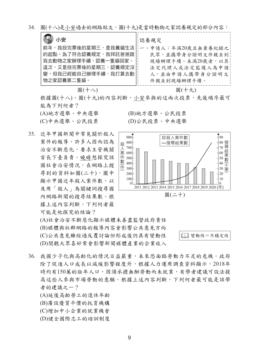 113國中教育會考社會科完整試題及解答