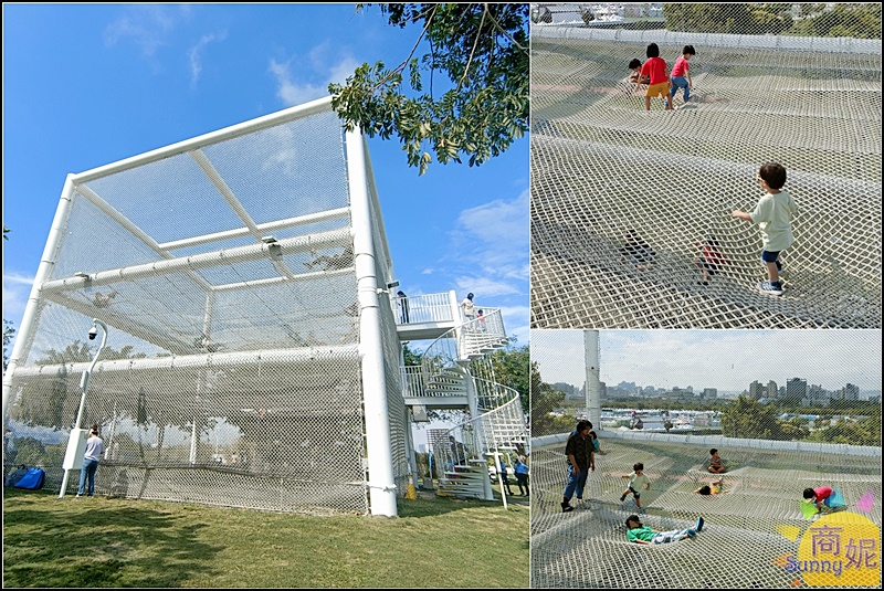 台中免費景點大型攀爬網好好玩|中央公園平衡體驗區三層空間彈力網大人小孩都可以玩.野餐放電好地方