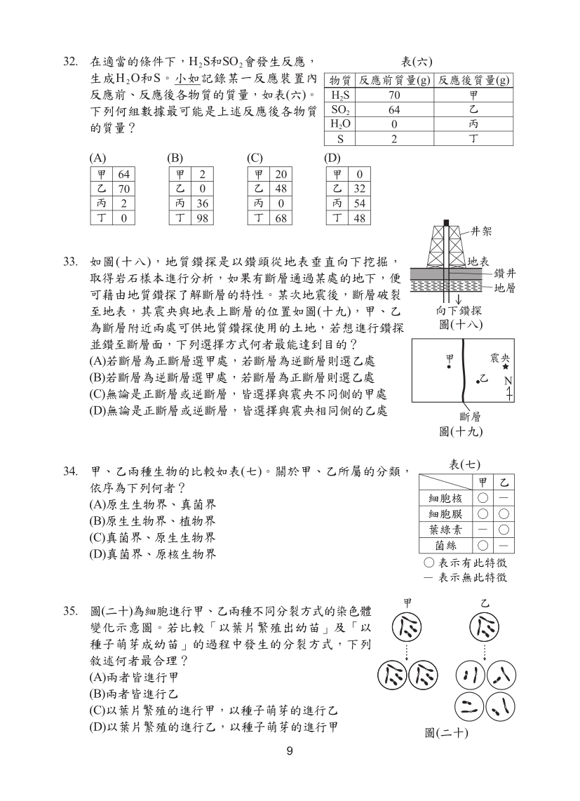 114年國中教育會考自然科完整試題及解答