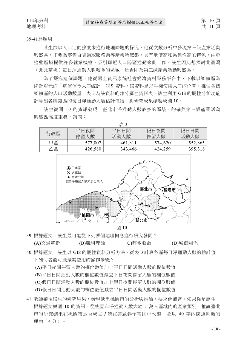 114分科測驗地理科試題與解答、114分科地理考科題目及答案