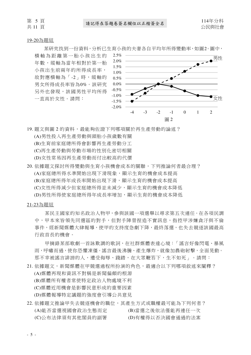 114分科測驗公民與社會科試題與解答、114分科公民與社會考科題目及答案
