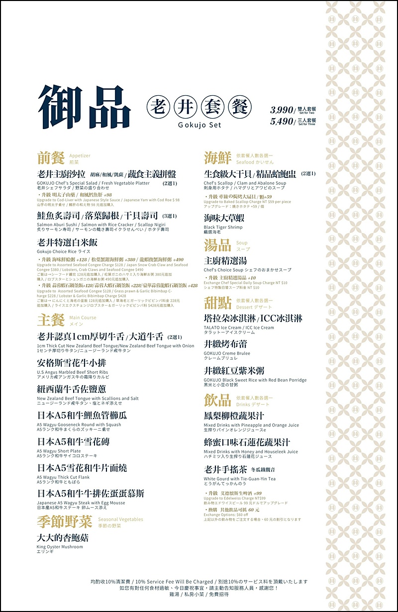 老井極上燒肉菜單|台中北屯燒肉推薦!老井北屯分店插旗漢神洲際旁.老井燒肉最新菜單