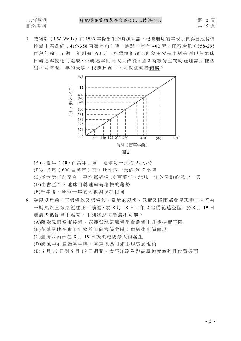 115大學學測自然完整試題及解答