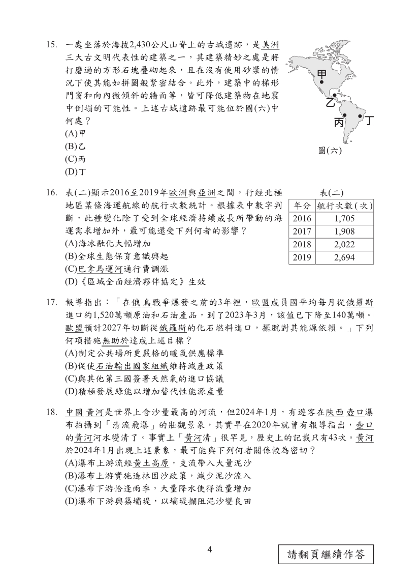 115國中教育會考社會科完整試題及解答