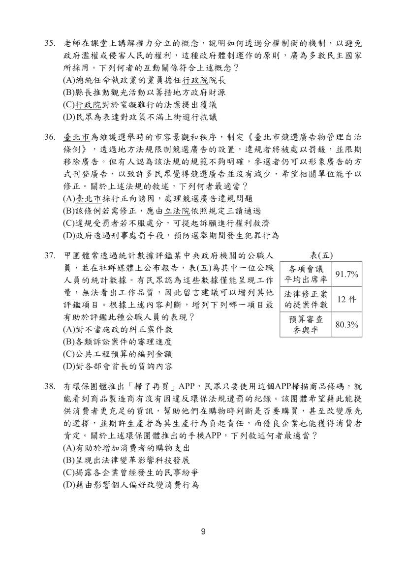 115國中教育會考社會科完整試題及解答